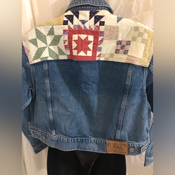 Polo Ralph Lauren Quilted Patchwork Denim Trucker jeans aztec Jacket size Small - Picture 12 of 15